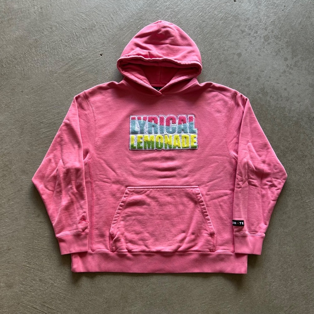 Jordan x Lyrical Lemonade Sweatshirt Mens XL‎ Pink Chicago Unite Chenille Hoodie